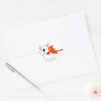 Redonda Personalizado lindo toro terrador y Pegatina gatit