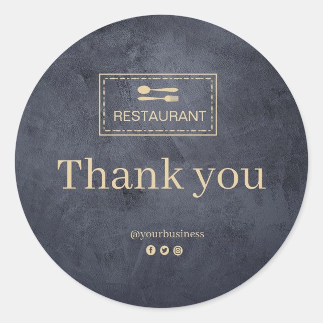 Redonda Personalizado logo restaurant | Gracias pegatina (Anverso)
