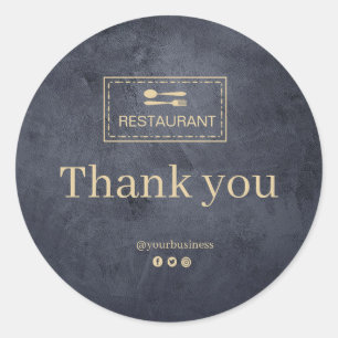 Redonda Personalizado logo restaurant   Gracias pegatina