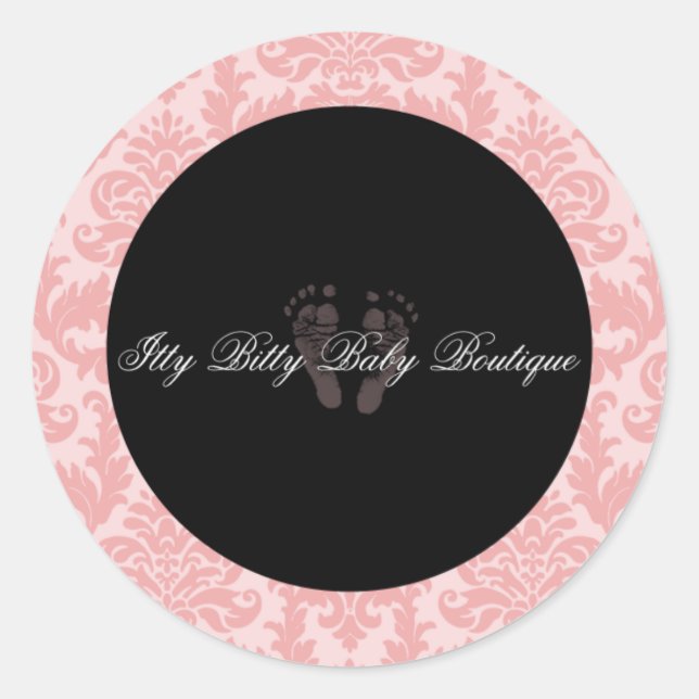 Redonda Personalizado Mackenzie Damask Pegatina de la rond (Anverso)
