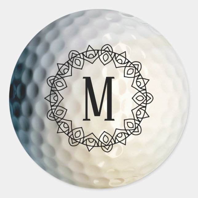 Redonda Personalizado Monogrammed Golf Ball Pegatina (Anverso)