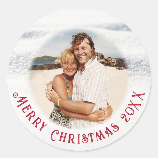 Redonda Personalizado Navidades de texto curvo Pegatina de (Anverso)