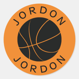 Redonda Personalizado Pegatina de baloncesto con nombre y