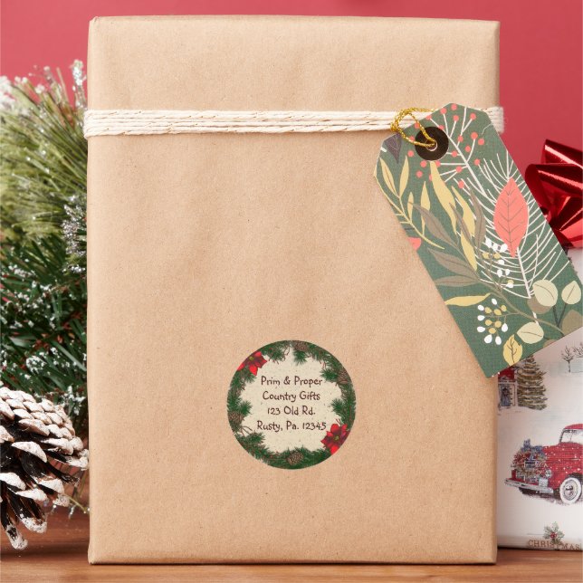 Redonda Personalizado Pine Holiday Pegatina (Vacaciones)