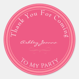 Redonda Personalizado Pink Gracias Pegatina