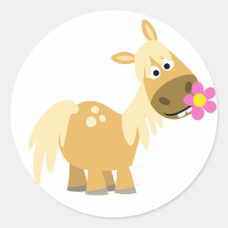 Redonda Personalizado Pony y pegatina de flores