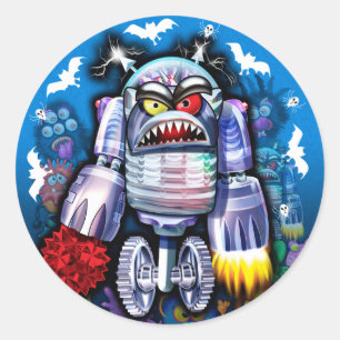 Redonda Personalizado Robo Monster Pegatina de Halloween.