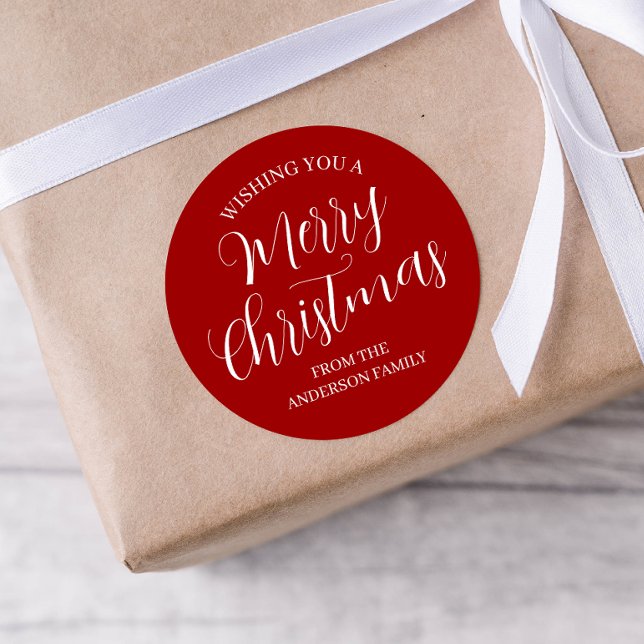 Redonda Personalizado Rojo Feliz Pegatina de Navidad (Subido por el creador)