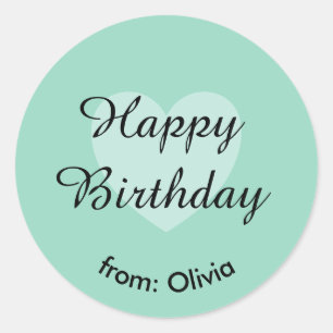 Redonda Personalizado Verde azulado suave Pegatina de cump