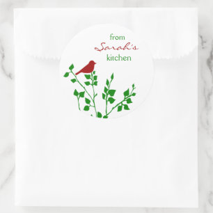 Redonda Personalizados de Pegatina de Navidades de pájaros