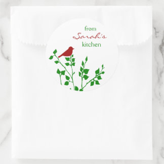 Redonda Personalizados de Pegatina de Navidades de pájaros