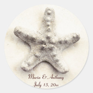 Redonda pez gordo - pegatina del boda del susurro oceánico