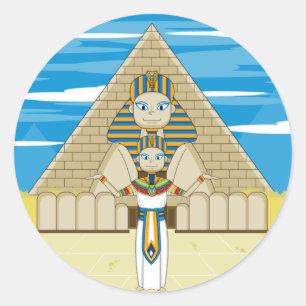 Redonda Pharaoh y gran esfinge del pegatina de Giza