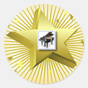 Redonda Piano Bears Pegatina de libro de historias musical