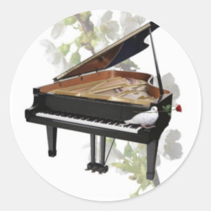 Redonda Piano - Música romántica - Pegatina