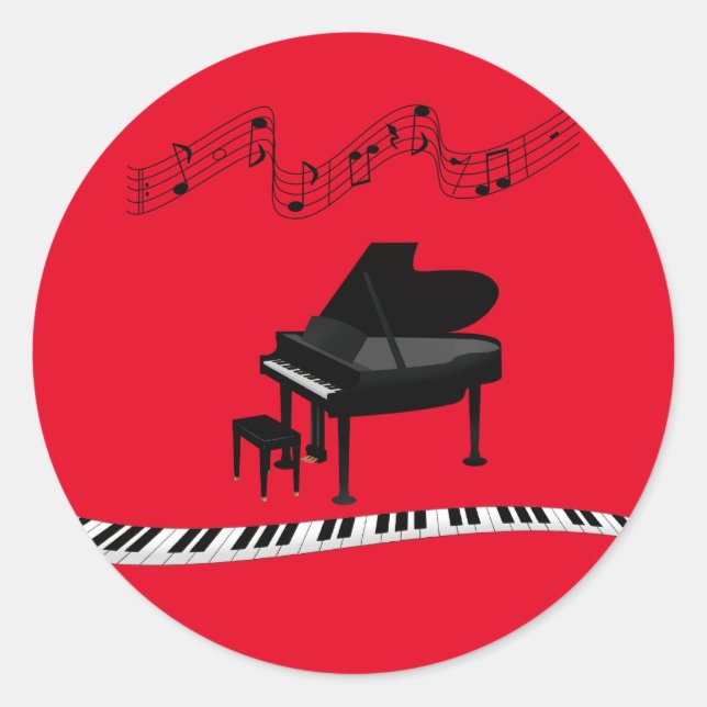 Redonda Piano, popular pegatina de diseño musical (Anverso)
