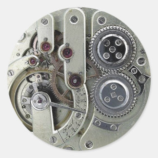 Redonda Piezas de movimiento Steampunk Pegatina plata