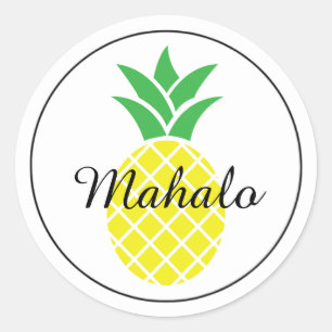 Redonda Pineapple Mahalo Hawaiian Gracias Pegatina