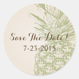 Redonda Pineapple Save the Date Pegatina