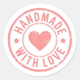 Redonda Pink Handmade with Love Pegatina