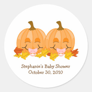 Redonda Pink Pacifier Pumpkins Baby Shower Favor Pegatina