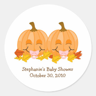 Redonda Pink Pacifier Pumpkins Baby Shower Favor Pegatina