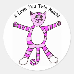 Redonda Pinky Cat "Te amo tanto" Pegatina