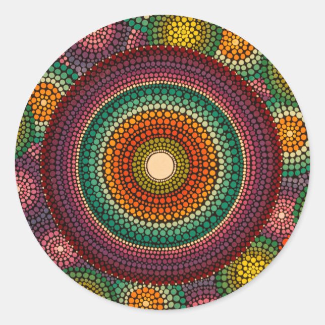 Redonda Pintada mano Pegatina de Rainbow Mandala (Anverso)