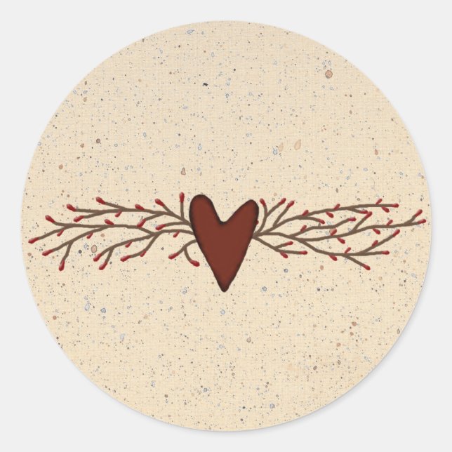 Redonda Pip Berry Heart Pegatina (Anverso)