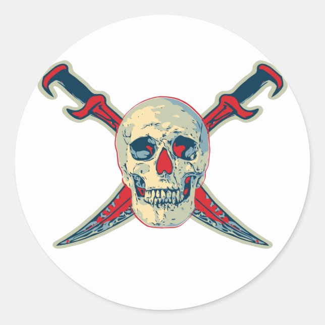 Redonda Pirata (cráneo) - Pegatina redondo clásico,  bril (Anverso)