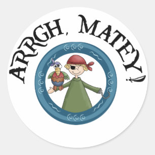 Redonda Pirata de Arrgh y pegatina afables del loro