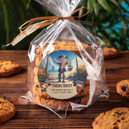 Redonda Pirata de Isla Tropical Pegatina Gracias