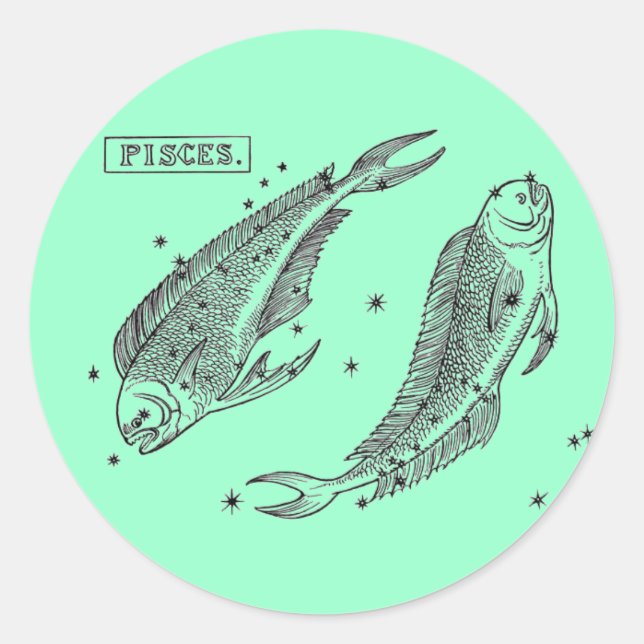Redonda Pisces Pegatina (Anverso)