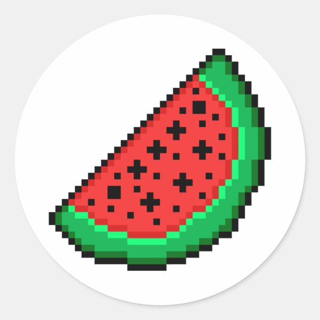 Redonda Pixel art Watermelon pegatina (Anverso)