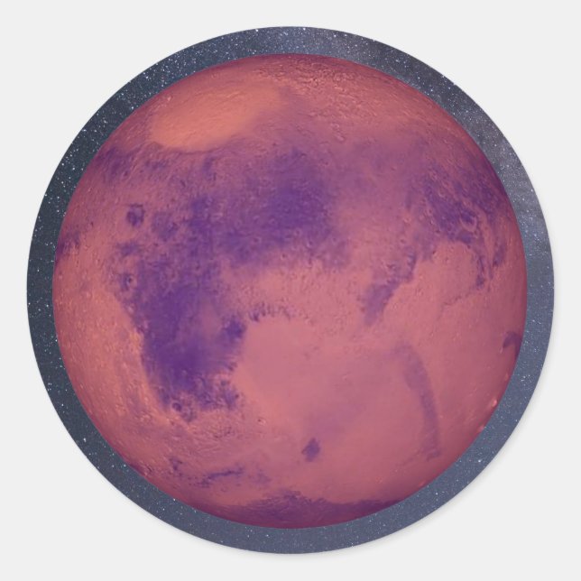 Redonda Planet Mars Classic Round Pegatina (Anverso)