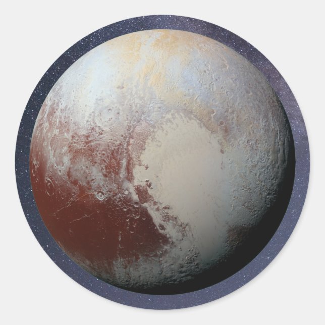 Redonda Planet Pluto Classic Round Pegatina (Anverso)