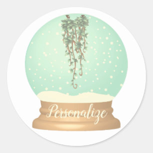 Redonda Planta colgante globo de nieve pegatina blanco ver