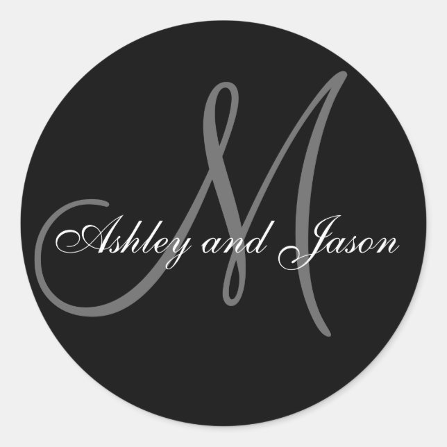 Redonda Plantilla de nombres de monograma de Pegatina de f (Anverso)