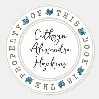 Redonda Plantilla de pegatina de "Este Libro Es Propiedad 