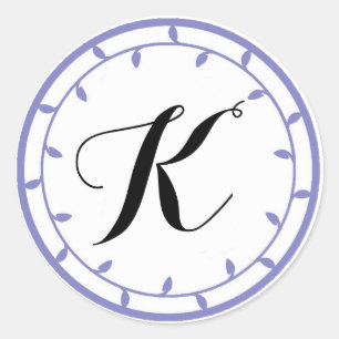 Redonda Plantilla de Pegatina de monograma de lavanda