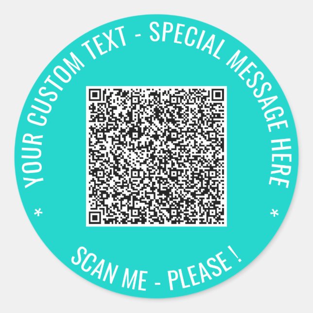 Redonda Plantilla de pegatina de texto personalizado y cód (Anverso)