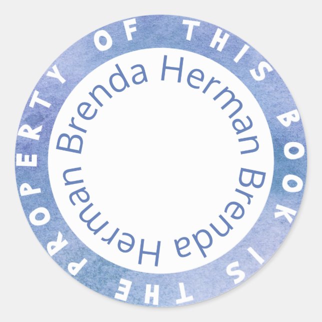 Redonda Plantilla de pegatina "Este Libro Es Propiedad De" (Anverso)