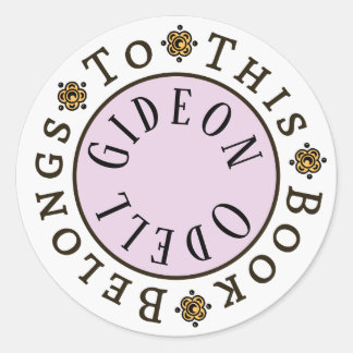 Redonda Plantilla de pegatina "Este Libro Pertenece A"