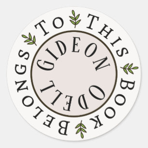 Redonda Plantilla de pegatina "Este libro pertenece a"