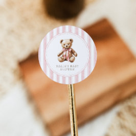 Redonda Podemos Esperar A Un Elegante Pegatina De Baby Sho