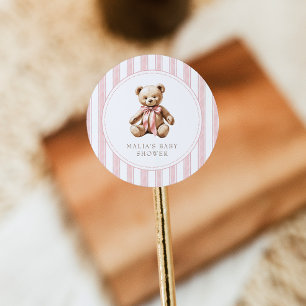 Redonda Podemos Esperar A Un Elegante Pegatina De Baby Sho