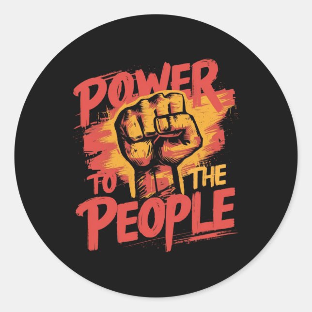 Redonda Poder Para El Pegatina Del Pueblo (Anverso)