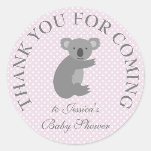 Redonda Polkadots rosa gris koala oso pegatina de ducha de
