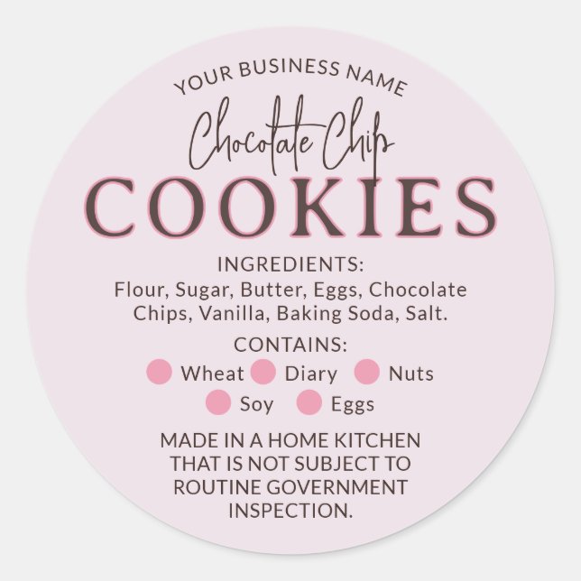 Redonda Polvo de chocolate rosa cocina Pegatina ley de alg (Anverso)