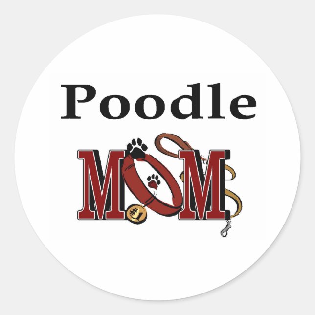 Redonda Poodle Mom Pegatina (Anverso)